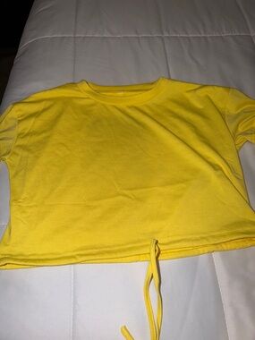 Bright Yellow Cropped Drawstring Tee